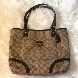 Coach Peyton Heritage Khaki Brown Shoulder Bag